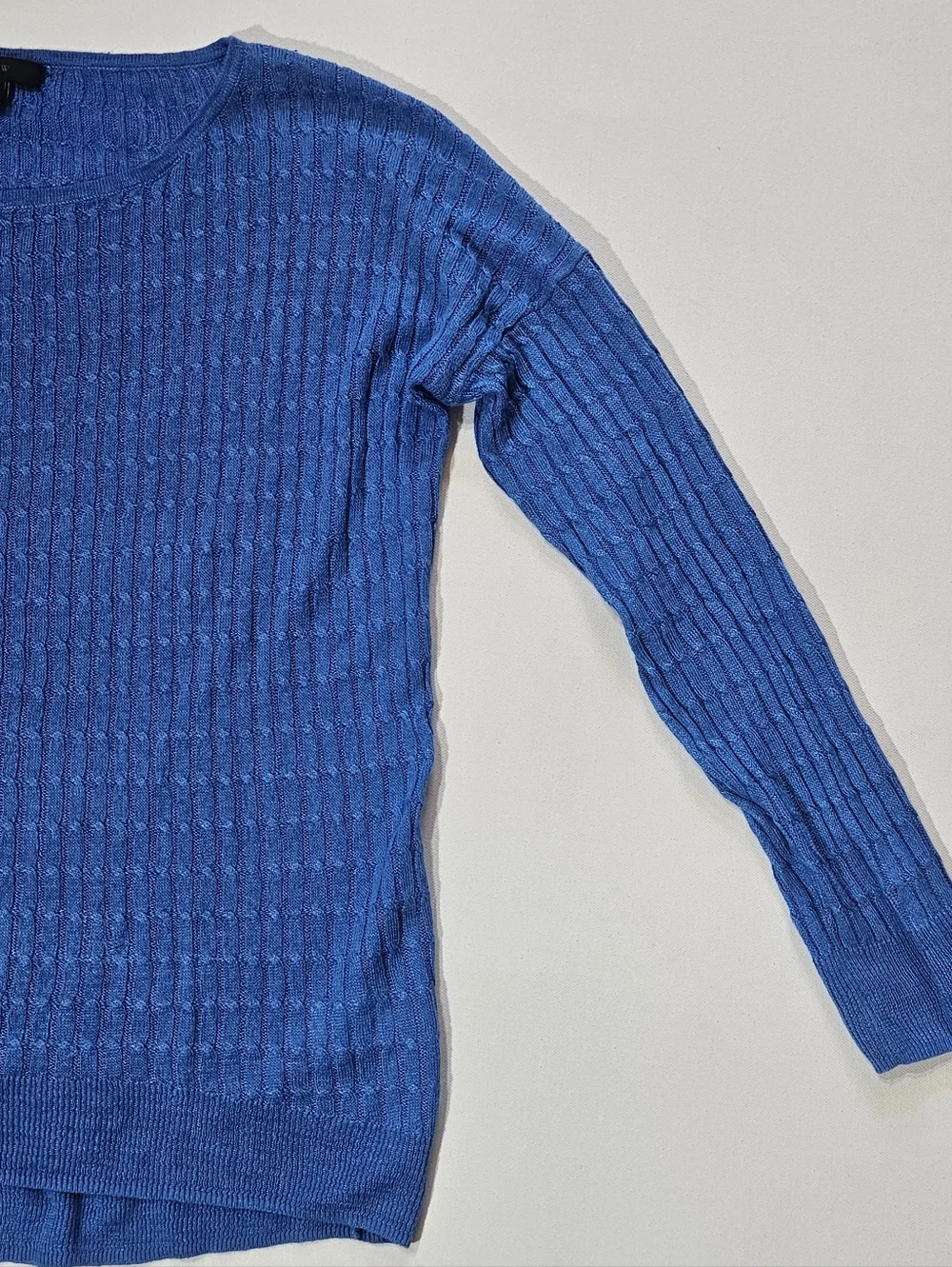 J. Crew‎ Lightweight Linen Cable Sweater Womens XS Blue Textured Quiet Luxury